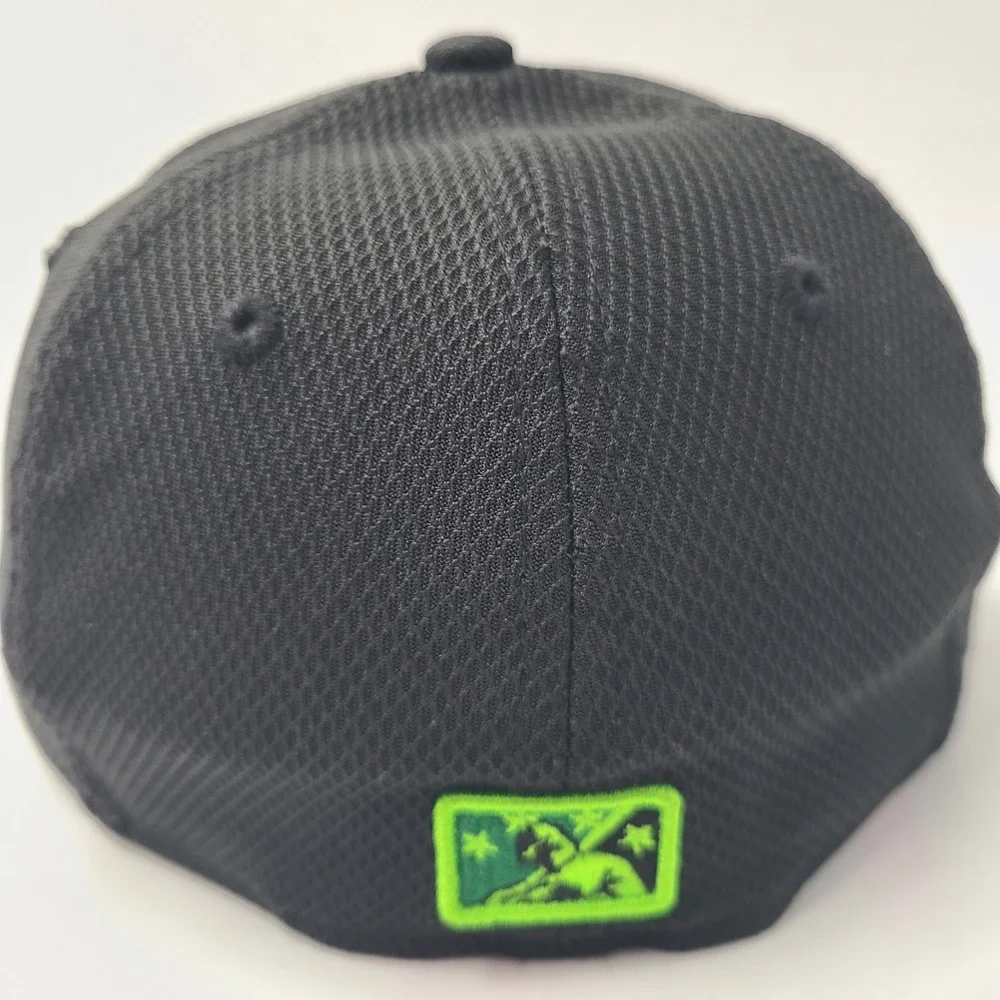 Eugene Emeralds Hat Fitted 6 3/4 New Era 59Fifty‎ Black Green MiLB Baseball Logo